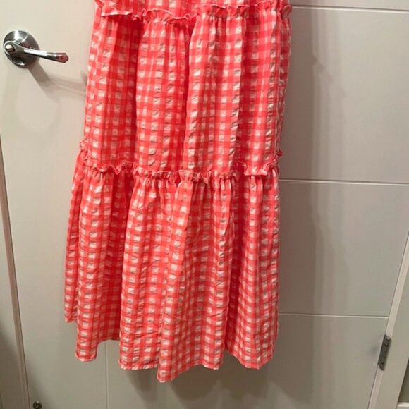 Pomander Place Tuckernuck Tiered Nellie Dress Electric Pink Gingham Plaid Large - Picture 9 of 16